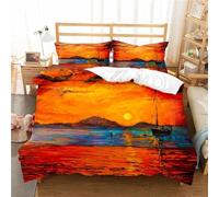 Tomifine 3Pcs Colorful Duvet Cover Abstract Art Comforter Cover Landscape Duvet Cover Sets Modern Bedding Set with Zipper Closure for Kids Girls Woman Adults (Double 200x200 cm,Red)