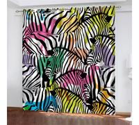 Tomifine Black White Curtains 2 Panel Set, Curtain Wild Zebra Lines, Living Room Bedroom Decor (66" W (168cm) x 54" D (137cm) x 2,Red Yellow)