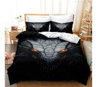 Tomifine Dragon Duvet Cover Set, Animal Themed Bedding Set Flaming Dragon Comforter Cover for Boys Teens Man Wildlife Bedroom Decor (Single,Black)