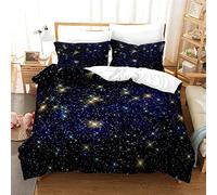 Tomifine Duvet Cover Starry Sky Bedding Set Space Universe Mysterious Kids Single Bedding Set 3 Pcs Quilt Cover Luxury Soft (King 230x220 cm,Galaxy)