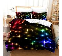 Tomifine Duvet Cover Starry Sky Bedding Set Space Universe Mysterious Kids Single Bedding Set 3 Pcs Quilt Cover Luxury Soft (Single 135x200 cm,Starlight d)