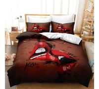 Tomifine Kisses Duvet Cover Set Love Romantic Style Bedding Sexy Red Lips Duvet Cover Modern Room Decor (King 230 x 220 cm,Red)