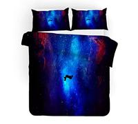 Tomifine Space Duvet Cover Set Single Universe Planet Galaxy Quilt Cover Starry Sky Printed Luxury Soft Bedding Set Ultra Soft Microfiber (Single,Planet e)