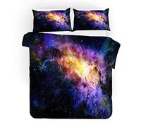 Tomifine Space Duvet Cover Set Single Universe Planet Galaxy Quilt Cover Starry Sky Printed Luxury Soft Bedding Set Ultra Soft Microfiber (Single,Planet b)