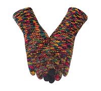 Tomily Unisex Winter Touch Screen Gloves Chenille Knit Texting Thick Gloves for Mens Womens, Rainbow, Large