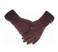 Tomily Womens Touch Screen Phone Fleece Windproof Gloves Winter Warm Wear, Brown, One Size