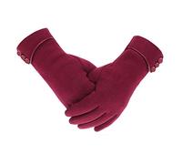 Tomily Womens Touch Screen Phone Fleece Windproof Gloves Winter Warm Wear, Wine Red, One Size