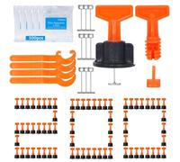 TOMIUS Tile Leveling System 200Pcs Leveler & 4 Special Wrenches & 1000pcs 2mm Spacers 4pcs Wrench Replaceable Spare Steel T-Pin Tools for Wall Floor Adjustment