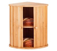 TOMKID Bamboo bread bins for kitchen, Extra Large Bread Bin, Farmhouse Kitchen Bin 2 Layer Bread Box Storage Container, 15.1 in x 11.8 in x 16.8 in (Self Assembly)