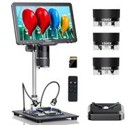 TOMLOV 10.1" 3 Lens 2K HDMI Digital Microscope 2500X, Coin Magnifier for Entire Coins with IPS Screen, LCD Soldering Microscope for Adults, 14 LED Lights, PC/TV Compatible, 64GB