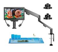 TOMLOV 3D Digital Soldering Microscope: Magnetic Dual Lens Micro Scope TM3K-3D Max For Adult, Coin Microscope with Flex Arm, 3K 10.1-Inch IPS Screen, HDMI/USB Output, Gooseneck Light, Repair Mat, 64GB