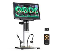 TOMLOV DM10 10.1" Digital Microscope: 1080P 1200X HD IPS Coin Microscope Magnifier for Error Coins with Light, 16MP LCD Soldering Microscopes for Adults with Screen, PC View, 32GB