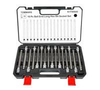 TOMMARS 16-Pc 3/8 Inch Drive Ball End Long Hex Bit Socket Set, Extra Long Allen Socket Set, CR-V and S2 Steel, SAE & Metric 1/8-3/8 in., 3-10 mm.