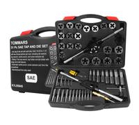 TOMMARS 51Pcs Jumbo Tap and Die Set, 1/4-20 to 1-14 SAE Threading | 1/4 to 1 Inch SAE Sizes. Alloy Steel, 60 HRC Hardness, Rust-Resistant. Includes Wrenches, Extractors. Steel, Aluminum, Brass