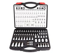 TOMMARS 60-Pc Master Torx Bit Socket and External Torx Socket Set 1/4", 3/8", 1/2" Drive, S2 Steel Bits, CRV Sockets E4-E24, T6-T70,TT6-TT70,TP8-TP60