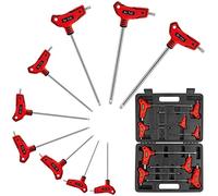 TOMMARS 9PC T Handle Torx Wrench Set, S2 Steel, T10 - T50 Tamper Proof Star Key Set