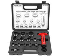 TOMMARS Hollow Punch Kit with Pin Point Punch Shaft Hole Cutter Set Gasket Punch Tools Gasket Cutter 14 PCS 5mm-35mm 3/16" to 1-3/8"