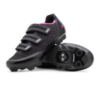 Tommaso Pista All Purpose Ready to Ride Indoor Cycling Shoes Women Bundle - Comfortable, Breathable Spin Shoes Women Indoor Cycling Cleats - Look Delta & SPD Compatible, Black/Pink-SPD, 6 UK