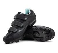 Tommaso Pista All Purpose Ready to Ride Indoor Cycling Shoes Women Bundle - Comfortable, Breathable Spin Shoes Women Indoor Cycling Cleats - Look Delta & SPD Compatible, Black/Teal + Spd, 42