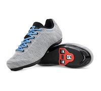 Tommaso Pista Elite SPD & Peloton Shoes for Women-Ready to Ride with Peloton Delta Cleat or SPD Cleats for Road Bicycles & Most Indoor Bikes-Explore Vareity Cycling Shoes & Bike Accessories, Grey/Blue