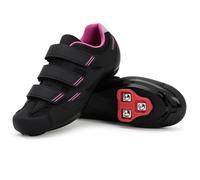 Tommaso Pista Spin Class Ready Set of Cycling Shoes with Compatible Cleats, Delta Look, SPD - Black, Blue, Pink, White, Black (Black/Pink), 36.5 EU