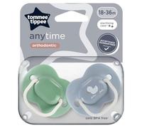 Tommee Tippee Anytime Soothers, BPA-Free Silicone Baglet, Inc Steriliser Box, 18-36m, Pack of 2 Dummies