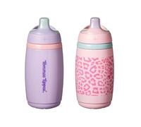 Tommee Tippee 2 Pack 12ml Insulated Vacuum Insulated Tumbler with Valve and Leak Proof Handle, Pink & Purple