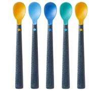 Tommee Tippee 44719610 Soft Tea Spoon with Long Non-Slip Handle, Extra Soft, from 4 Months, Pack of 5, Multi-Coloured
