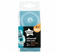 Tommee Tippee Advanced Anti-Colic Baby Bottle Silicone Teats, Fast Flow, 2 Pk