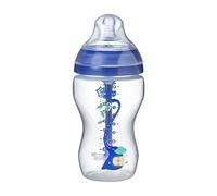 Tommee Tippee Advanced Anti-Colic Baby Bottle Super Soft Teat 3+ Months, 340 ml, Blue with Decorations