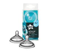 Tommee Tippee Advanced Anti-Colic Baby Bottle Teats, Breast-Like, Soft Silicone, Medium Flow, 3m+, Pack of 2