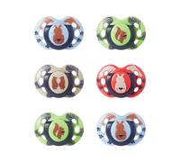Tommee Tippee Fun Style Dummies, 18-36m, Pack of 6 Dummies, Symmetrical Orthodontic Design, BPA-Free Silicone Baglet