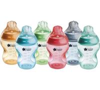 Tommee Tippee Natural Start Baby Bottles for 0m+, Pack of 6 260ml Baby Bottles, with Slow Flow Breast-Like Teat for a Natural Latch, Self-Sterilising and BPA Free, Baby Feeding Essentials, Colourful