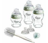 Tommee Tippee -Baby Bottles, Natural Glass Starter Set for Newborn, Anti-Colic Bottles (150 ml and 250 ml), Breast-like Teat, Self-Sterile, Accessories