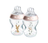 Tommee Tippee Baby Bottles, Natural Start Anti-Colic Baby Bottle with Slow Flow Breast-Like Teat, 260ml, 0m+, Self-Sterilising, Baby Feeding Essentials, Pink, Pack of 2