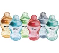Tommee Tippee Natural Start Baby Bottles for 0m+, Pack of 6 260ml Baby Bottles, with Slow Flow Breast-Like Teat for a Natural Latch, Self-Sterilising and BPA Free, Baby Feeding Essentials, Colourful