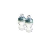 Tommee Tippee Baby Bottles, Natural Start Silicone Anti-Colic Baby Bottle with Slow Flow Breast-Like Teat, 260ml, 0+ Months, Self-Sterilising, Baby