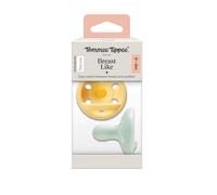 Tommee Tippee Breast-Like Dummies, Skin-Like Texture, Symmetrical Orthodontic Design, BPA-Free, 6-18m, Pack of 2 Dummies