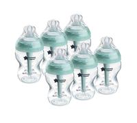 Tommee Tippee Closer To Nature 6 Pack (260ml) Anti-colic Baby Bottles - Clear/Teal