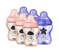Tommee Tippee Closer to Nature Baby Bottle, Slow Flow Breast-Like Teat with Anti-Colic Valve, 260ml, Pack of 2, Catch Me Quick Pink