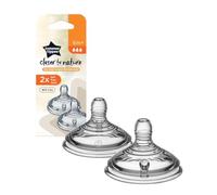 Tommee Tippee Closer to Nature Baby Bottle Teats, Breast-Like, Anti-Colic Valve, Soft Silicone, Fast Flow, 6m+, Clear, Pack of 2