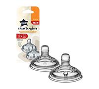 Tommee Tippee Closer to Nature Baby Bottle Teats Thick Flow 6m+ | Pack of 2, Breast-Like Shape for a Natural Latch, Anti-Colic Valve Reduces Wind and Discomfort, Soft BPA Free Silicone