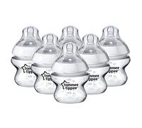 Tommee Tippee Closer to Nature® Baby Bottles, Breast-Like Teat with Anti-Colic Valve, 150ml, Pack of 6, Clear