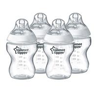 Tommee Tippee Closer to Nature® Baby Bottles, Breast-Like Teat with Anti-Colic Valve, 260ml, Pack of 4, Clear