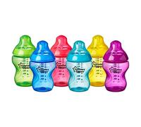 Tommee Tippee Closer to Nature® Baby Bottles, Breast-Like Teat with Anti-Colic Valve, 260ml, Pack of 6, Fiesta