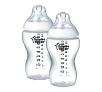 Tommee Tippee Closer to Nature Baby Bottles, Medium Flow Breast-Like Teat with Anti-Colic Valve, 340ml, Pack of 2, Clear