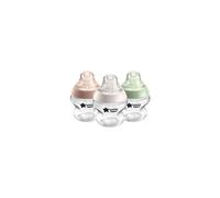 Tommee Tippee Closer to Nature Baby Bottles, Slow-Flow Breast-Like Teat with Anti-Colic Valve, 150ml, Pack of 3, Mixed Colours