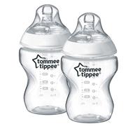 Tommee Tippee Closer to Nature® Baby Bottles, Breast-Like Teat with Anti-Colic Valve, 260ml, Pack of 2, Clear
