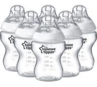 Tommee Tippee Closer to Nature Baby Bottles, Slow Flow Breast-Like Teat with Anti-Colic Valve, 260ml, Pack of 6, Clear