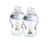 Tommee Tippee Closer to Nature Baby Bottles, Slow Flow Breast-Like Teat with Anti-Colic Valve, 260ml, Pack of 2, Assorted